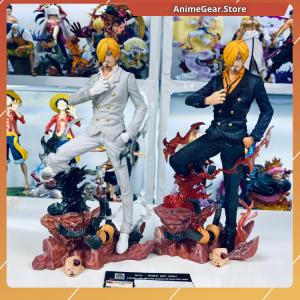 Mô hình Sanji chân lửa có led Vest trắng - đen cao 26cm NTKFIGURE - MH0014-1